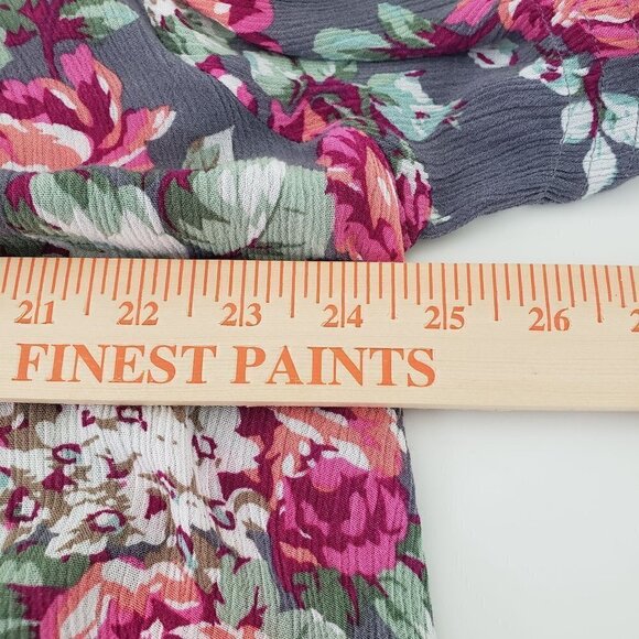 Umgee Floral Trapeze Swing Dress Keyhole Oversize Boho Womens Size Medium - Picture 7 of 8